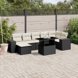 Cumpara ieftin Set mobilier de grădină cu perne, 8 piese, negru, poliratan