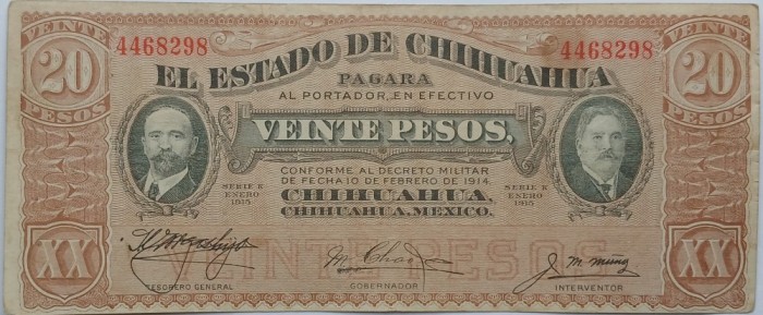 Mexic, 20 Pesos 1915