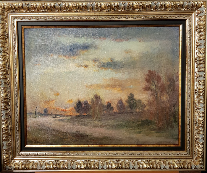 GHEORGHE ILIESCU- PICTOR ROMASCAN- ASFINȚIT- ULEI PE PANZA LIPITA PE CARTON