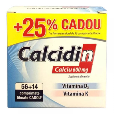 Pachet Calcidin, 56 comprimate + 14 comprimate Gratis, Zdrovit foto