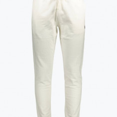 Pantaloni sport barbati cu talie elasitica din bumbac cu logo brodat alb L, Alb, L INTL