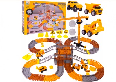 Set educativ constructie cu 2 poduri, macara si masinute, 273 piese, MalPlay 110484 foto