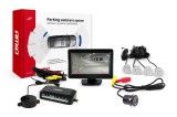 Set senzori de parcare AMiO TFT01 4,3 cu camera marsarier HD-307-IR, 4 senzori argintii, afisaj TFT 480 x 234, 12V, raza 0-2,5 m