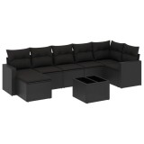 Cumpara ieftin Set mobilier de gradina cu perne, 8 piese, negru, poliratan