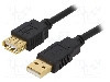 Cablu USB A mufa, USB A soclu, USB 2.0, lungime 3m, negru, BQ CABLE - CAB-USBAAF/3G-BK
