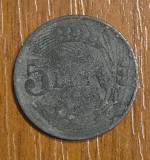 5 lei 1942, Rom&acirc;nia, zinc