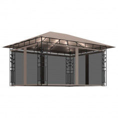 Pavilion cu plasa anti-tantari si lumini LED, gri taupe, 4x3x2,73 m GartenMobel Dekor