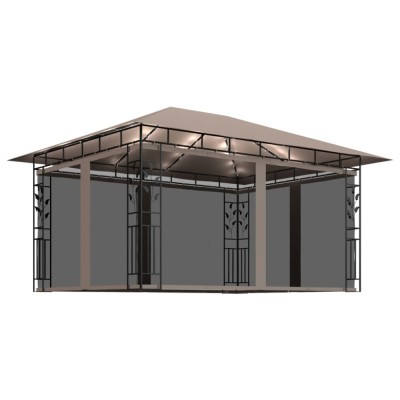 Pavilion cu plasa anti-tantari&amp;amp;lumini LED,gri taupe, 4x3x2,73 m foto