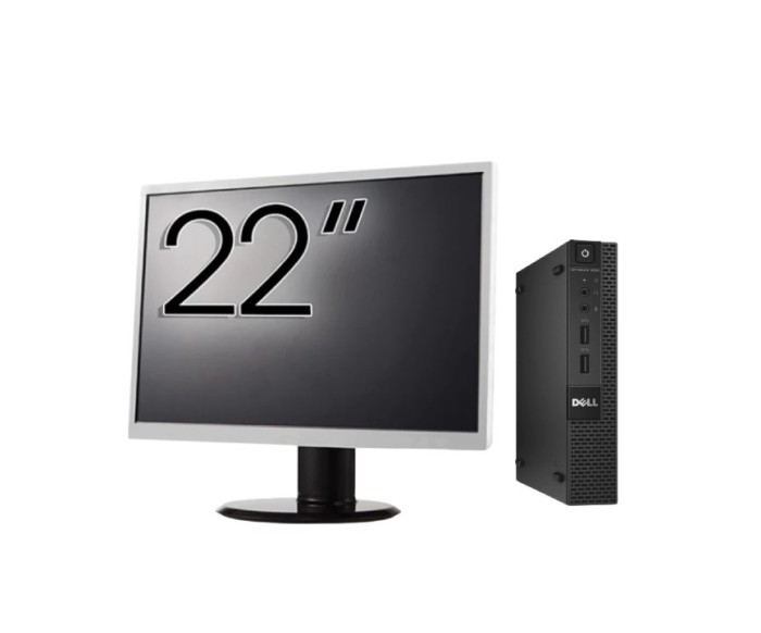 Pachet Calculator Second Hand DELL OptiPlex 9020 Mini PC, Intel Core i5-4590T 2.00GHz, 8GB DDR3, 128GB SSD + Monitor 22 Inch NewTechnology Media