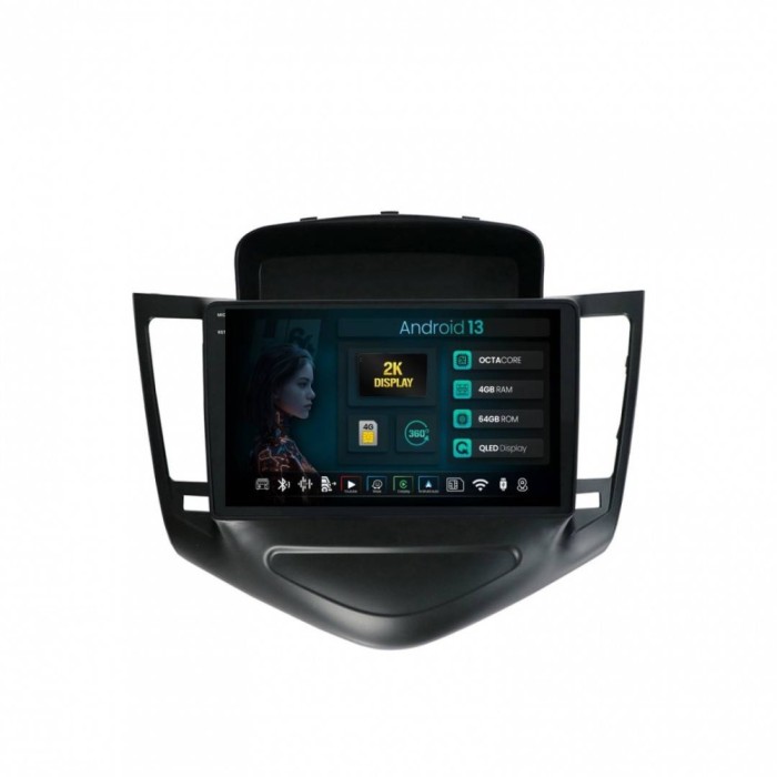 Navigatie 2K Chevrolet Cruze (2008-2014) 4GB RAM Android 13 Octacore Slot Sim 4G DSP GPS Wi-FI Carplay Android Auto USB Bluetooth Waze Touchscreen 9.5
