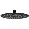 Cap de duș tip ploaie rotund, negru, 20 cm, oțel inoxidabil