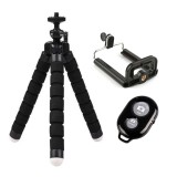 Trepied cu telecomanda universala Bluetooth, Tripod Selfie Stick, Suport telefon, Distanta 10 m, Compatibil IOS / Android, Flexibil, Sustinere puterni