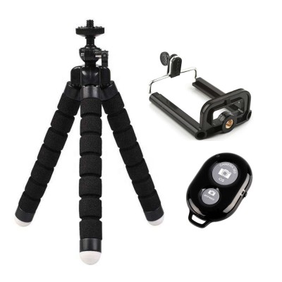 Trepied cu telecomanda universala Bluetooth, Tripod Selfie Stick, Suport telefon, Distanta 10 m, Compatibil IOS / Android, Flexibil, Sustinere puterni foto