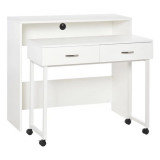 Birou calculator, convertibil, MDF si metal, cu 2 sertare, alb, max 45 kg, 100x36x88 cm GartenVIP DiyLine