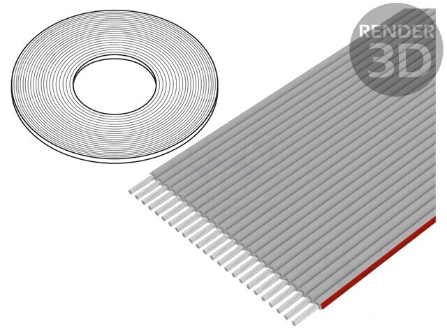 Cablu Bandă 1mm Litat Cu 24x28AWG PVC Gri