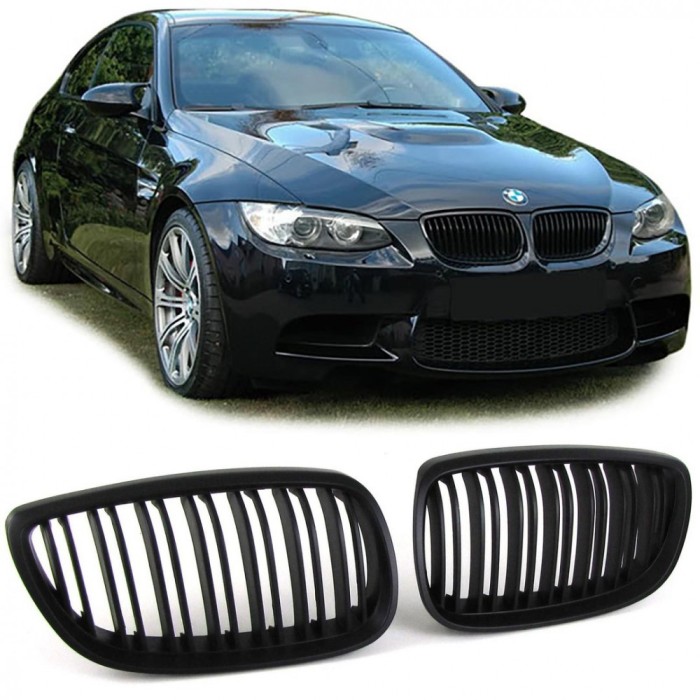 Grila dubla sport BMW E92 E93 pre-LCI NFL M-LOOK negru mat NOU