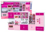 Set mobilier de bucatarie pentru papusi, accesorii incluse, roz, 60x33x7cm, Lean 18097