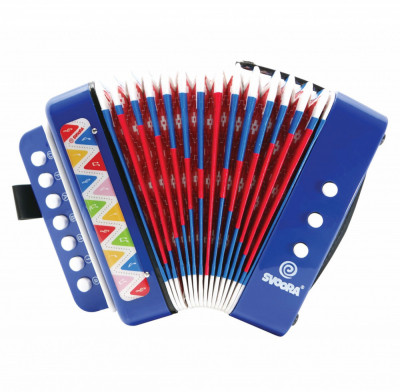 Instrument muzical acordeon albastru foto