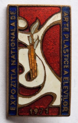 Expozitia nationala de arte plastice al elevilor - insigna 1971 - Pionieri foto