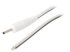 Cablu Alb 2x0,5mm2 cu Mufă DC 2,35/0,7 1,5m