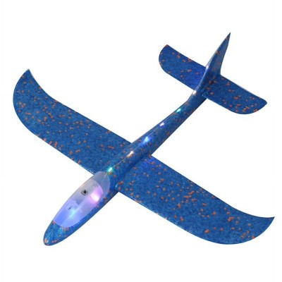 Avion Planor Cyrax, cu Lumini pe Toata Lungimea, din Poliester, 48 cm, Albastru foto