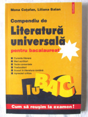 &amp;quot;COMPENDIU DE LITERATURA UNIVERSALA pentru bacalaureat&amp;quot;, M. Cotofan /Balan, 2000 foto