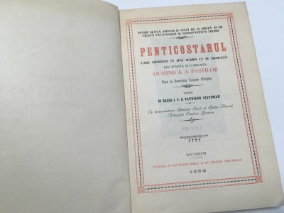 PENTICOSTARUL EDITIA V 1953- TIPARIT CU BINECUVANTAREA SF SINOD IN ZILELE IPS PATRIARH JUSTINIAN foto