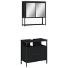 Set mobilier de baie, 2 piese, negru, lemn compozit