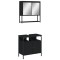 Set mobilier de baie, 2 piese, negru, lemn compozit
