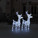 VidaXL Reni de Crăciun, 2 buc., alb rece, 80 LED-uri, acril 342679