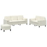 Cumpara ieftin Set de canapele cu perne, 3 piese, crem, catifea