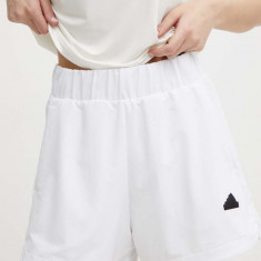 adidas pantaloni scurti Z.N.E femei, culoarea alb, cu imprimeu, high waist, IN9481