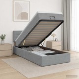 Cumpara ieftin Pat Ottoman cu Saltea si LED Gri deschis 90 x 200 cm Tesatura