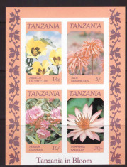 Tanzania 1986 - flori, bloc nedantelat neuzat foto