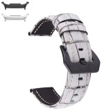 Curea din piele naturala, compatibila Samsung Galaxy Watch9 44mm, Alb/Gri