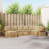 vidaXL Set de canapele de exterior 8 pcs Alb și Bej 3392333