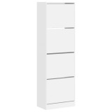 Dulap de pantofi cu 4 sertare rabatabile, alb, 60x34x187,5 cm