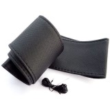 Husa volan din piele ecologica perforata, cu ac si ata pentru cusut DeluxeBoss, negru, 38 cm diametru Automobile ProTravel