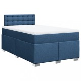 Cumpara ieftin Pat box spring cu saltea, albastru, 120x200 cm, textil