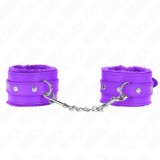 KINK - PREMIUM FUR LINED WRIST RESTRAINTS PURPLE WITH PURPLE BELT ADJUSTABLE 17-29 CM X 6 CM, KINK WRIST RESTRAINT