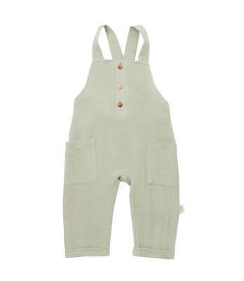 Salopeta de vara cu buzunare din muselina, BabyCosy, 100% bumbac organic, verde (Marime: 9-12 luni) foto