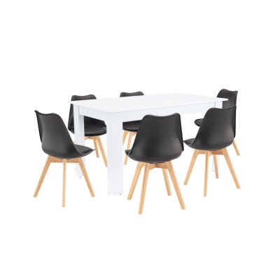 Set de masă Zara 6+1 alb-negru foto