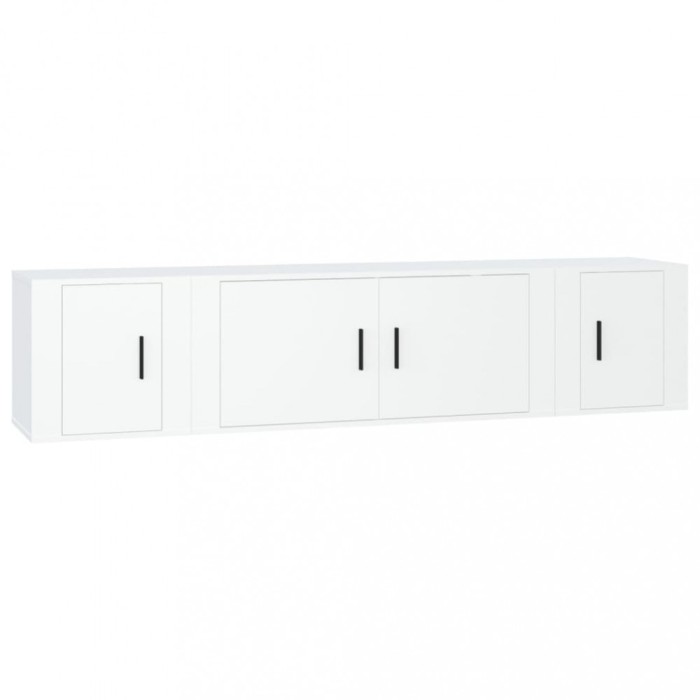 Set comoda TV, 3 piese, alb, lemn prelucrat