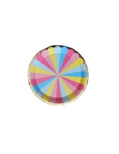 Set 6 farfurii dungi multicolore 18 cm