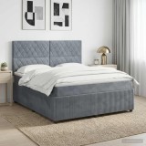 Cumpara ieftin Pat boxspring cu saltea Gri inchis 160 x 200 cm Catifea