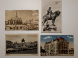 CLUJ - CARTI POSTALE ILUSTRATE VECHI - PERIOADA INTERBELICA - LOT DE 4 BUCATI, Circulata, Fotografie