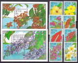 Nevis 1993 flori MI 742-749 + bl. 62, 63 MNH, Nestampilat