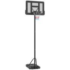Coș de baschet reglabil pe &icirc;nălțime cu bază umplută și spațiu pentru minge 110x75x195-370cm, negru SPORTNOW | Aosom RO