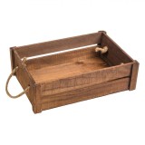 Ladă Decorativă din Lemn, M&acirc;nere Sfoară, 39x27x11.5 cm, Maro