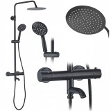 Set de dus cu termostat Lungo Black negru, REA